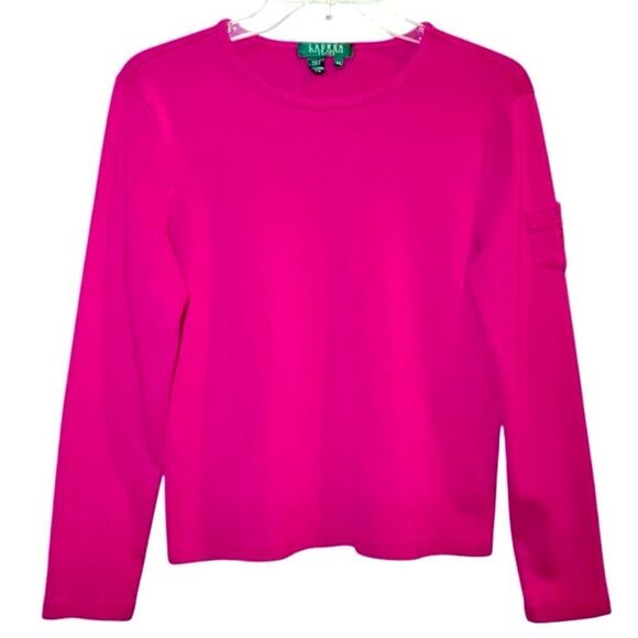 Lauren Ralph Lauren Tops - Lauren Ralph Lauren Long Sleeve Knit Top in Hot Pink Women’s LP